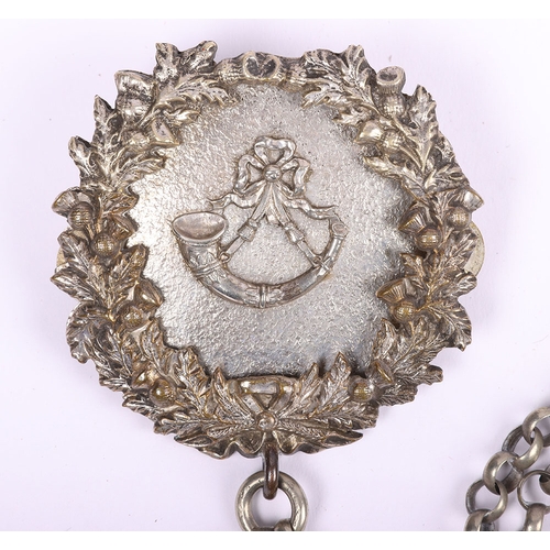 23 - Scottish Rifles / Light Infantry Regiment Officers Cross Belt Fittings, fine white metal cross belt ... 