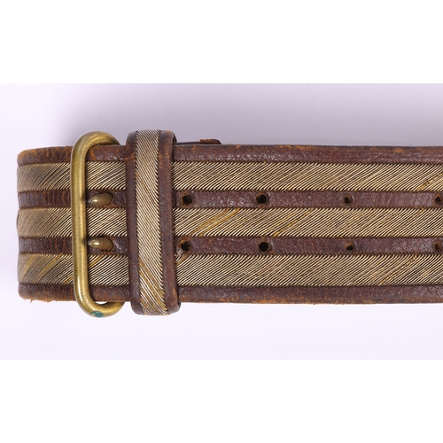 26 - Victorian Cavalry Officers Undress Waist Belt, with plain gilt brass rectangular waist belt clasp ha... 