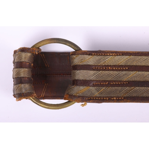 26 - Victorian Cavalry Officers Undress Waist Belt, with plain gilt brass rectangular waist belt clasp ha... 
