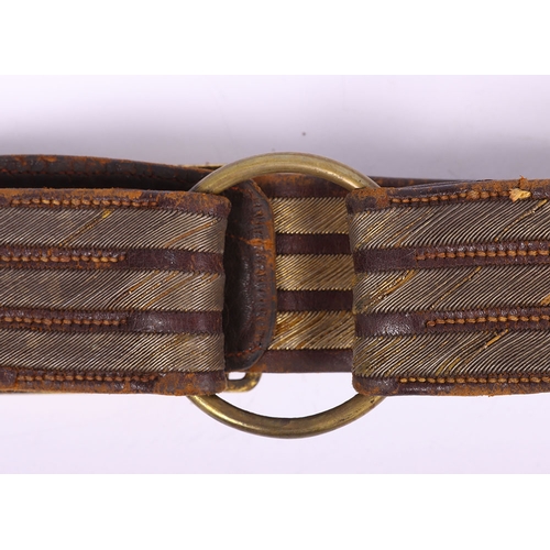 26 - Victorian Cavalry Officers Undress Waist Belt, with plain gilt brass rectangular waist belt clasp ha... 