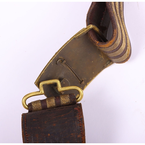 26 - Victorian Cavalry Officers Undress Waist Belt, with plain gilt brass rectangular waist belt clasp ha... 