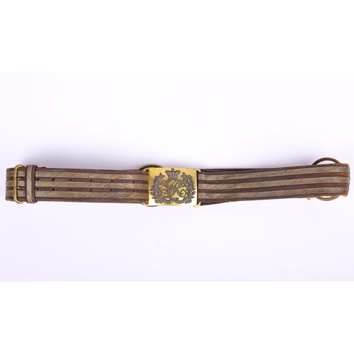 26 - Victorian Cavalry Officers Undress Waist Belt, with plain gilt brass rectangular waist belt clasp ha... 