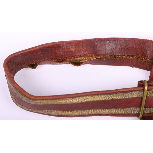 28 - Victorian Royal Engineers Officers Sword Belt, fine example of leather thin waist belt with two band... 