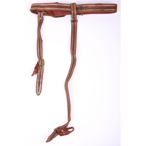 28 - Victorian Royal Engineers Officers Sword Belt, fine example of leather thin waist belt with two band... 