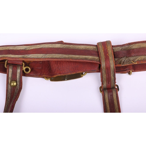28 - Victorian Royal Engineers Officers Sword Belt, fine example of leather thin waist belt with two band... 