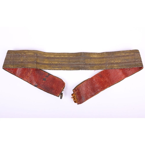 30 - Cavalry Officers Girdle Belt, Victorian leather backed girdle belt with regimental lace top, having ... 