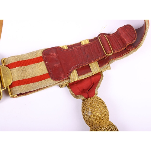 32 - Victorian / Edwardian Officers Full Dress Waist Sash, fine example of leather backed waist belt with... 