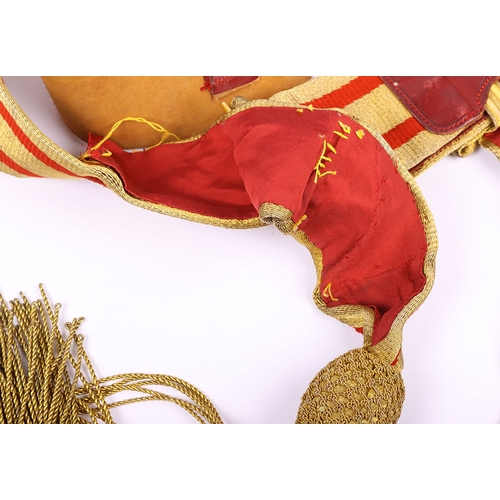 32 - Victorian / Edwardian Officers Full Dress Waist Sash, fine example of leather backed waist belt with... 