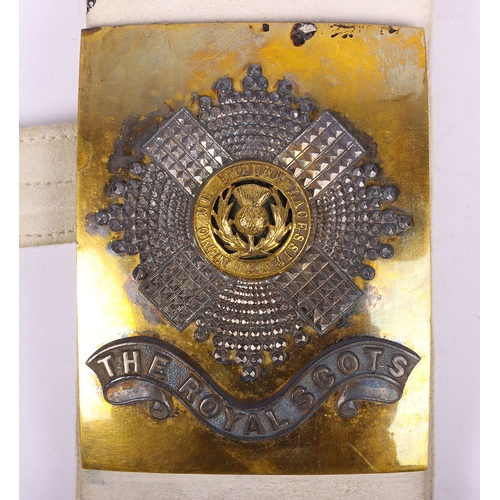 41 - Royal Scots Cross Belt Plate and Baldric, fine example of a rectangular gilt brass shoulder or cross... 