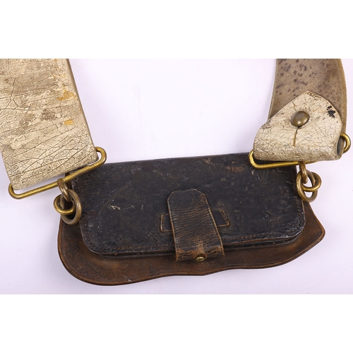 46 - Victorian Royal Artillery Pouch Belt, small patent leather pouch with gilt metal artillery field gun... 