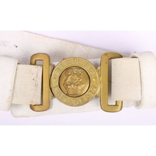 50 - Victorian 1888 Pattern Waist Belt and Holster, white buff leather waist belt with two piece brass wa... 