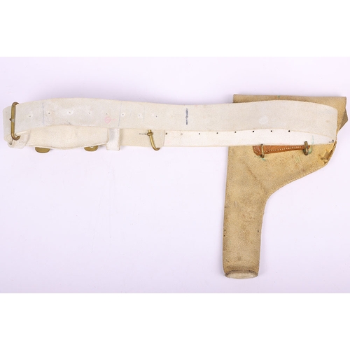 50 - Victorian 1888 Pattern Waist Belt and Holster, white buff leather waist belt with two piece brass wa... 