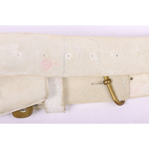 50 - Victorian 1888 Pattern Waist Belt and Holster, white buff leather waist belt with two piece brass wa... 
