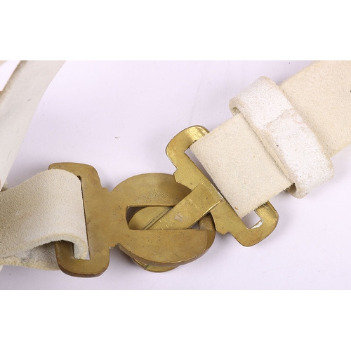 50 - Victorian 1888 Pattern Waist Belt and Holster, white buff leather waist belt with two piece brass wa... 