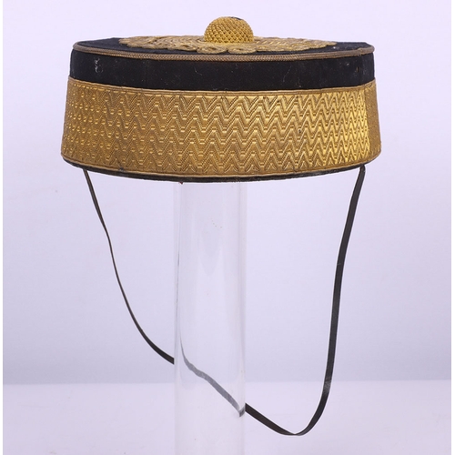 53 - Victorian Hussars Regiment Pill Box Cap, fine blue cloth pill box cap with lace band to the centre, ... 