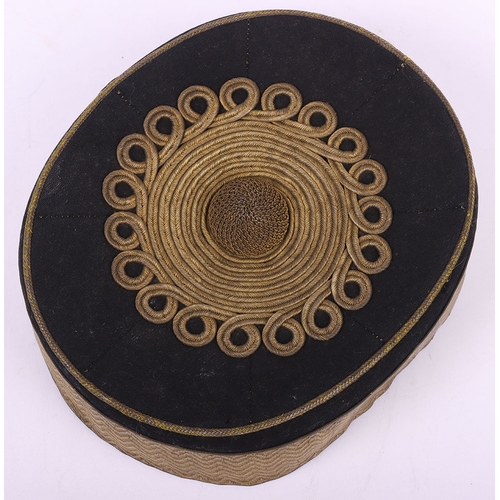 56 - Victorian Hussars Regiment Pill Box Cap, fine blue cloth pill box cap with lace band to the centre, ... 