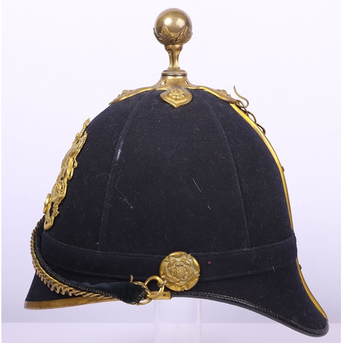 71 - Rare South East of Scotland Artillery Territorial Officers Home Service Helmet, fine blue cloth offi... 