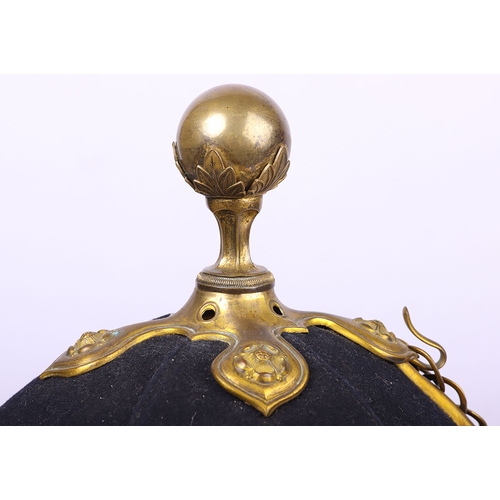 71 - Rare South East of Scotland Artillery Territorial Officers Home Service Helmet, fine blue cloth offi... 