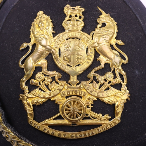 72 - Post 1902 Royal Artillery Officers Home Service Helmet, good example of a blue cloth officers home s... 