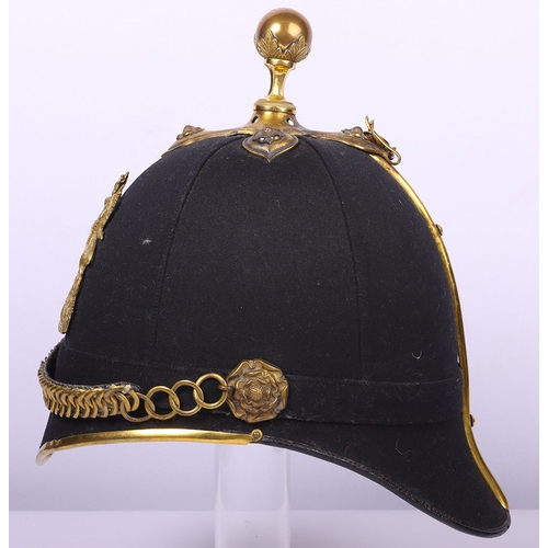73 - Victorian Royal Army Medical Corps Officers Home Service Helmet, good example of a blue cloth home s... 