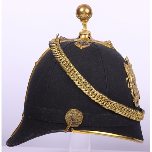 73 - Victorian Royal Army Medical Corps Officers Home Service Helmet, good example of a blue cloth home s... 