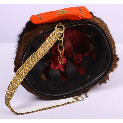 75 - Victorian 7th Hussars Full Dress Busby, good fur officers busby with scarlet bag having gilt cord br... 