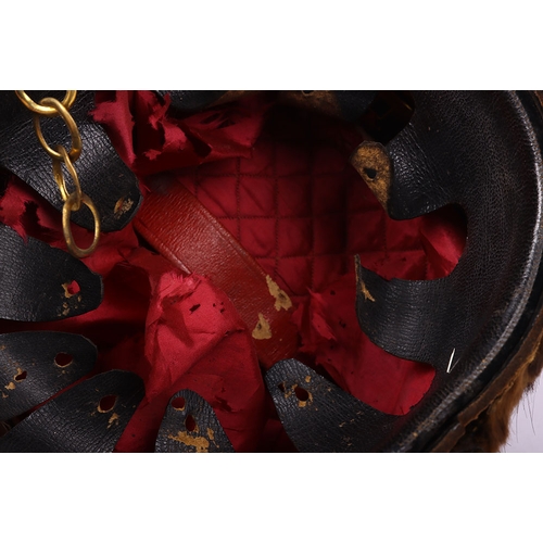 75 - Victorian 7th Hussars Full Dress Busby, good fur officers busby with scarlet bag having gilt cord br... 