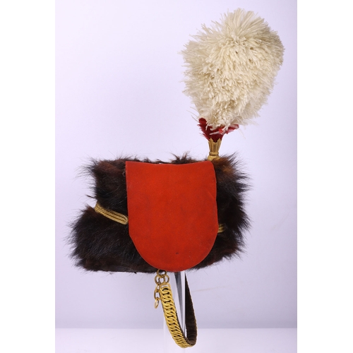 77 - Victorian Royal Gloucestershire Hussars Officers Full Dress Busby, fine example of a fur busby with ... 
