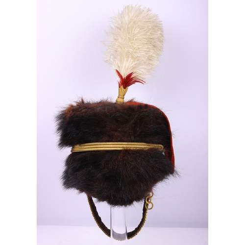 77 - Victorian Royal Gloucestershire Hussars Officers Full Dress Busby, fine example of a fur busby with ... 