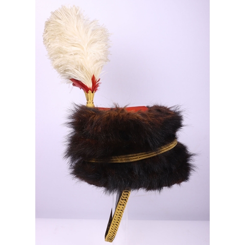77 - Victorian Royal Gloucestershire Hussars Officers Full Dress Busby, fine example of a fur busby with ... 