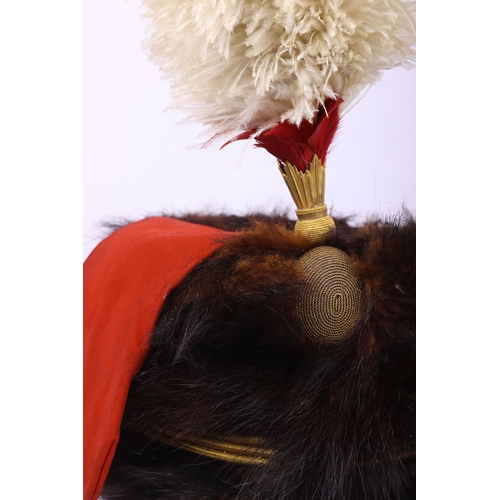 77 - Victorian Royal Gloucestershire Hussars Officers Full Dress Busby, fine example of a fur busby with ... 