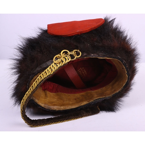 77 - Victorian Royal Gloucestershire Hussars Officers Full Dress Busby, fine example of a fur busby with ... 