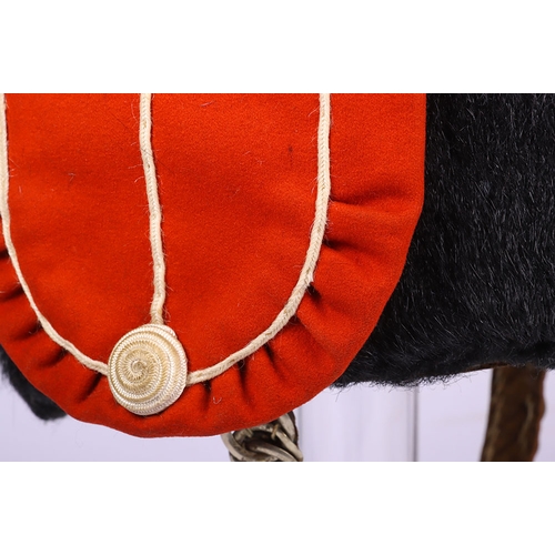 79 - British Other Ranks Yeomanry Busby, good example of a black fur other ranks Yeomanry busby with scar... 