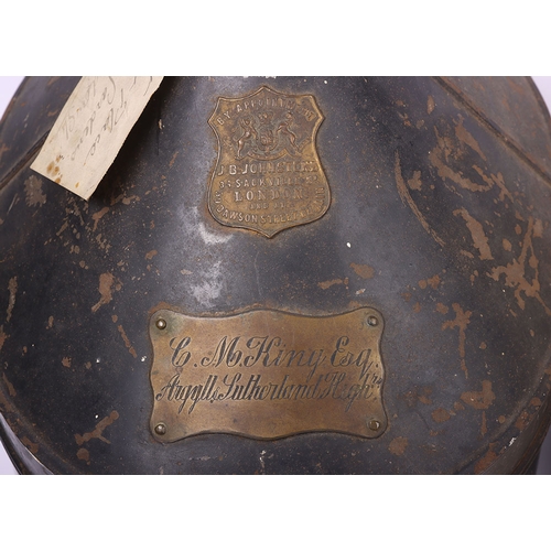 99 - Attributed Argyll & Sutherland Highlanders Post 1881 Officers Foreign Service Helmet, superb exa... 