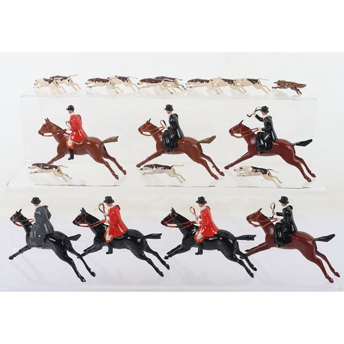 287 - Britains boxed set 235, Hunting Series ‘Full Cry’, 1950s, seven mounted Huntsmen and women on gallop... 
