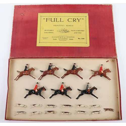 287 - Britains boxed set 235, Hunting Series ‘Full Cry’, 1950s, seven mounted Huntsmen and women on gallop... 