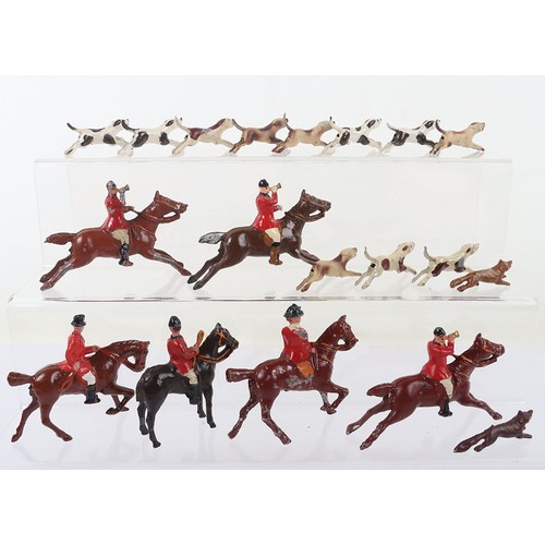 288 - Pixyland-Kew Hunt Series figures, five Huntsmen and Huntswoman seated side saddle, eleven running Ho... 
