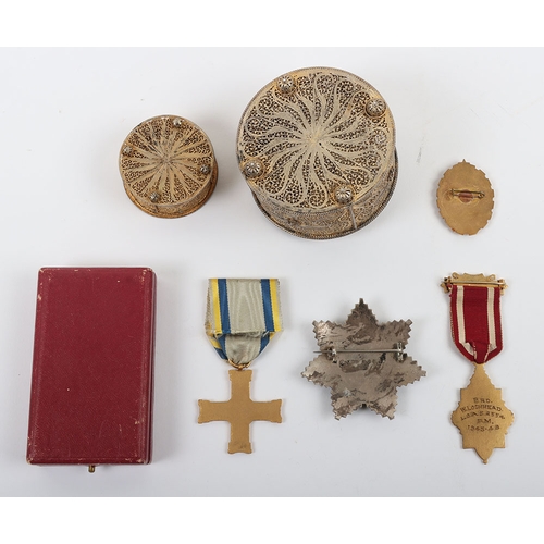 35 - Masonic Hallmarked Silver Knights Templar Breast Star, seven pointed studded star with enamel centre... 