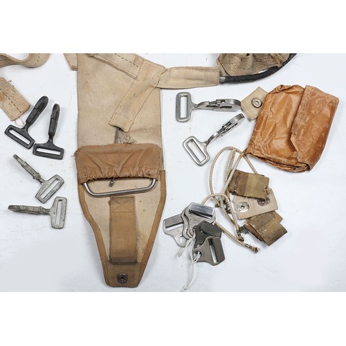 879 - RAF Parachute Harness Spares and Repairs, Seat Type. A good selecton of spares from a seat type para... 