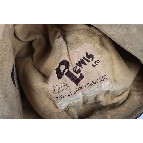 880 - WW2 RAF 'Lewis Leathers' Flying Helmet, 'AM' and 1940 stamped. A good unusual example of a Lewis lea... 