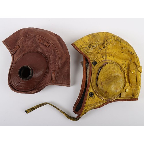 889 - Two Flying Helmets, One Swedish 1945 and One US Navy Gosport Type. Two flying helmets, a yellow pain... 