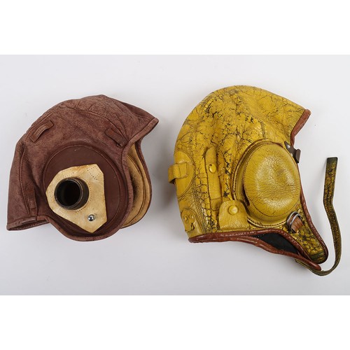 889 - Two Flying Helmets, One Swedish 1945 and One US Navy Gosport Type. Two flying helmets, a yellow pain... 