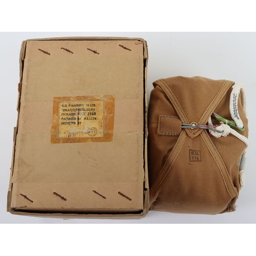 903 - Mint Unissued GQ Pack Parachute, housed in the original storage box and with the plastic bag with ti... 