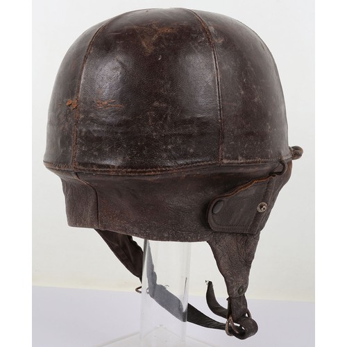 907 - 20th Century French Leather Flying / Motoring Helmet, fine example of a hard shell brown leather cov... 