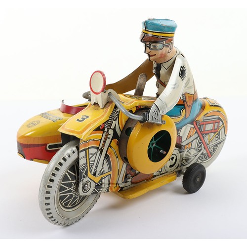 Marx (New York) tinplate clockwork Police Motorbike with sidecar, 1950s ...