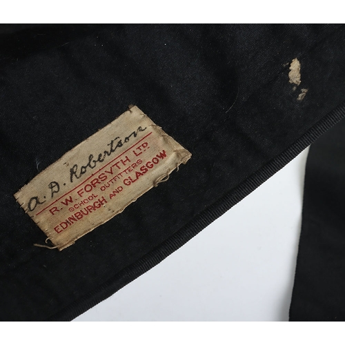 25 - Scottish Glengarry, made by Forsyth from very dark blue cloth with black rosette, band & tails a... 