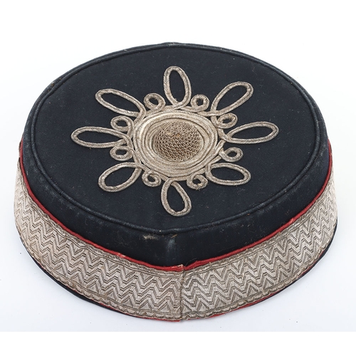 2 - Volunteer Artillery Officers Pill Box. Made from dark blue cloth, with silver lace with scarlet welt... 