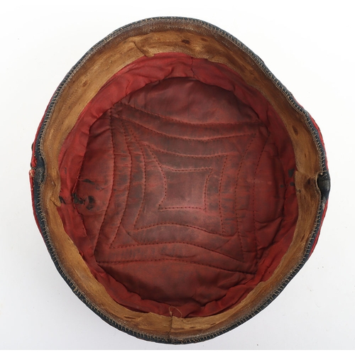 2 - Volunteer Artillery Officers Pill Box. Made from dark blue cloth, with silver lace with scarlet welt... 