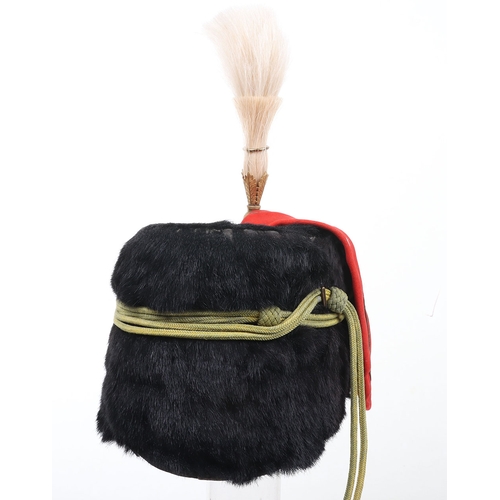 15 - Royal Horse Artillery troopers busby. black fur busby with scarlet bag having gilt lace, yellow cord... 
