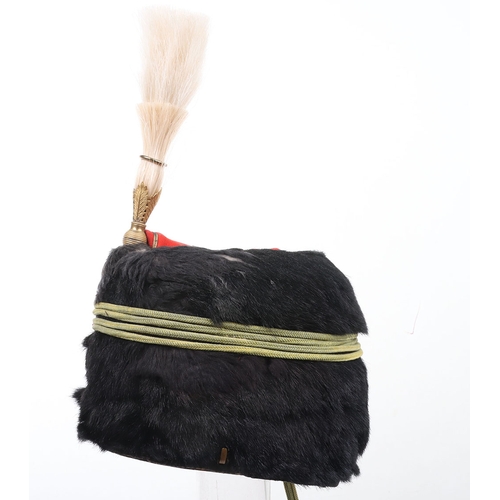 15 - Royal Horse Artillery troopers busby. black fur busby with scarlet bag having gilt lace, yellow cord... 